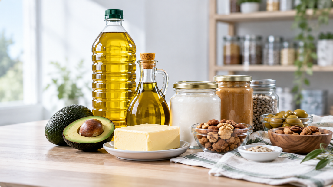 Variedad de aceites, grasa y otros