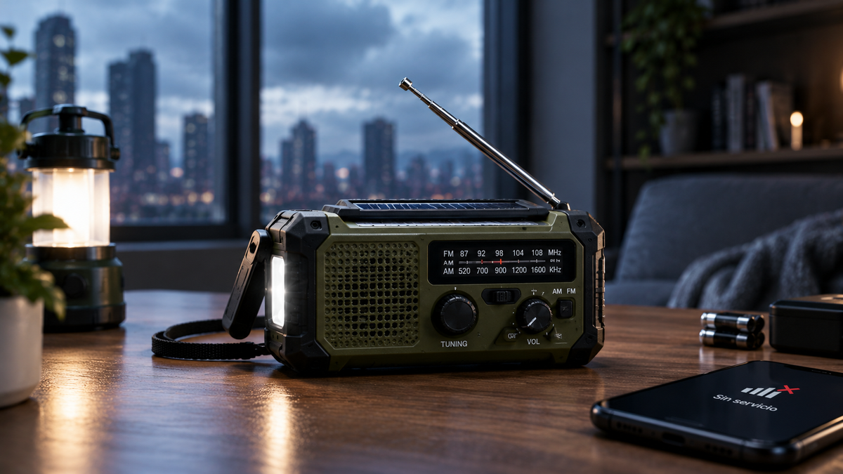 Una radio en medio de una habitación, sobre la mesa