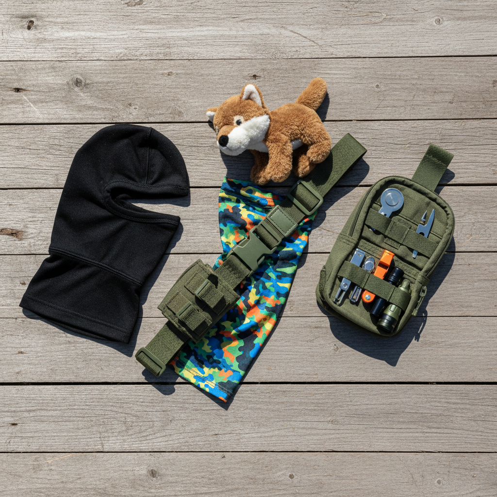 Accesorios y complementos para niños outdoor flat lay
