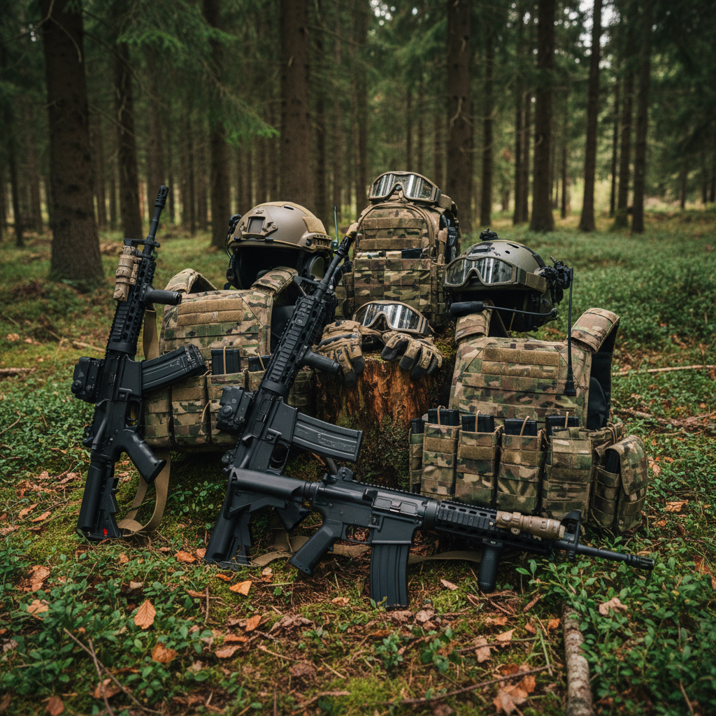 Equipo de airsoft y entrenamiento táctico