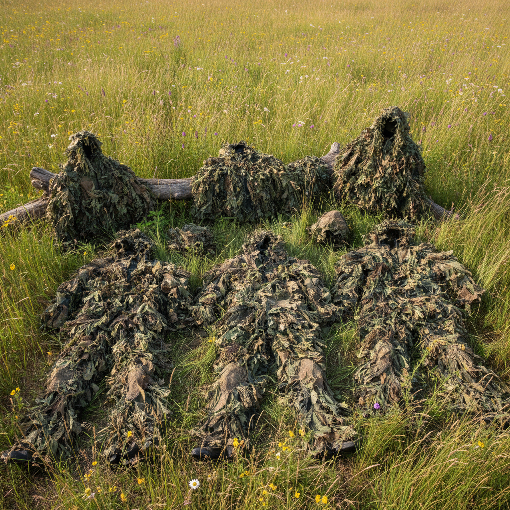 Trajes Ghillie para camuflaje y supervivencia