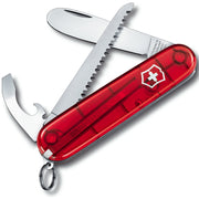 Navaja de bolsillo Victorinox 84 mm roja transparente con sierra y punta redondeada