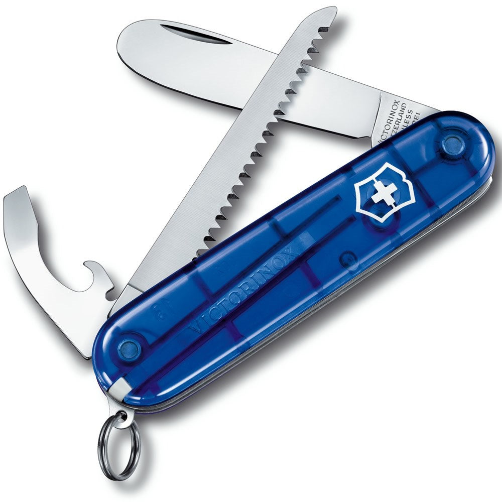Navaja de bolsillo Victorinox 84 mm roja transparente con sierra y punta redondeada