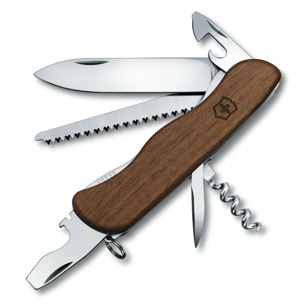 Navaja de bolsillo Forester Wood 111 mm con mango de madera y 10 funciones