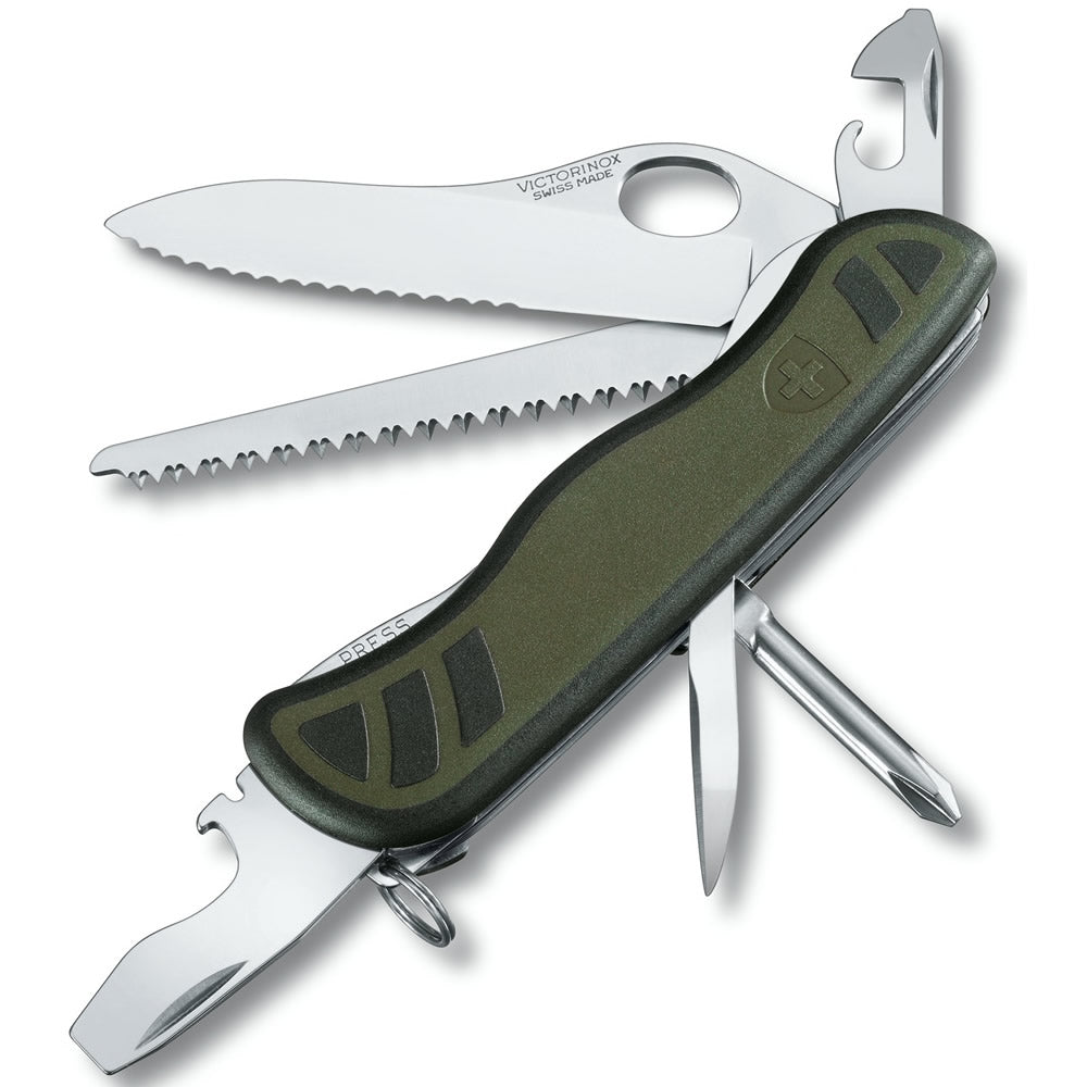 Navaja de bolsillo SOLDIER 111 mm verde y negra, 10 funciones