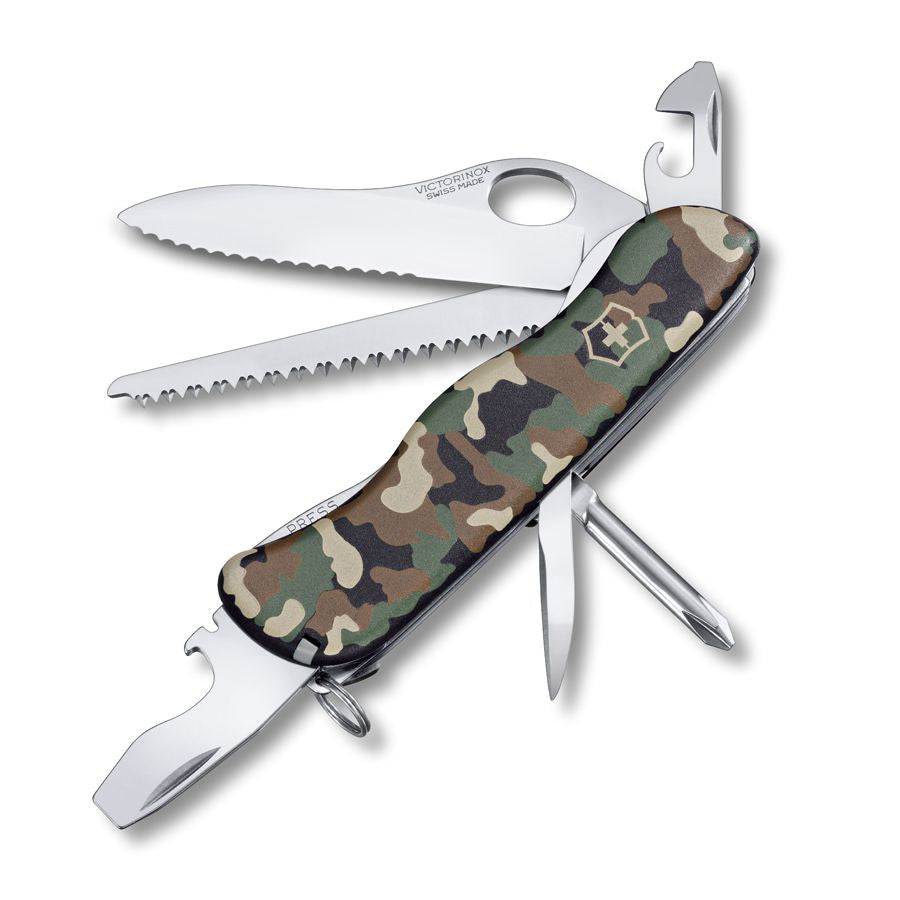 Cuchillo de bolsillo TRAILMASTER One Hand 111mm camuflaje woodland verde y marrón Victorinox