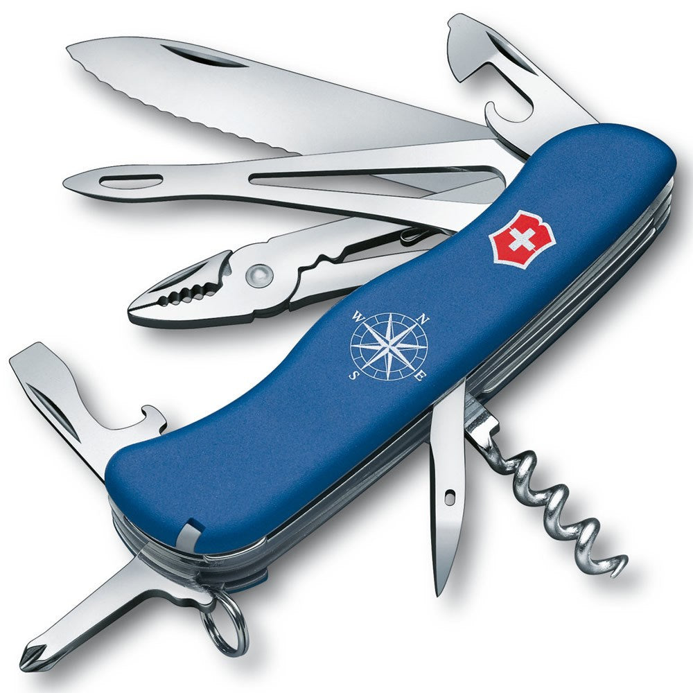 Navaja de bolsillo SKIPPER 111 mm azul con 17 funciones y bloqueo lateral deslizante