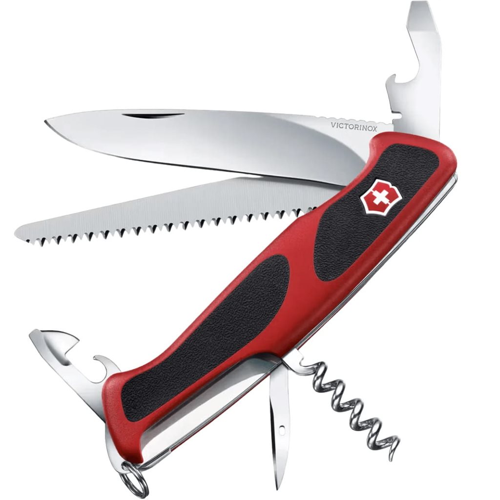 Navaja RangerGrip 55 130 mm roja, 12 funciones, cierre de hoja