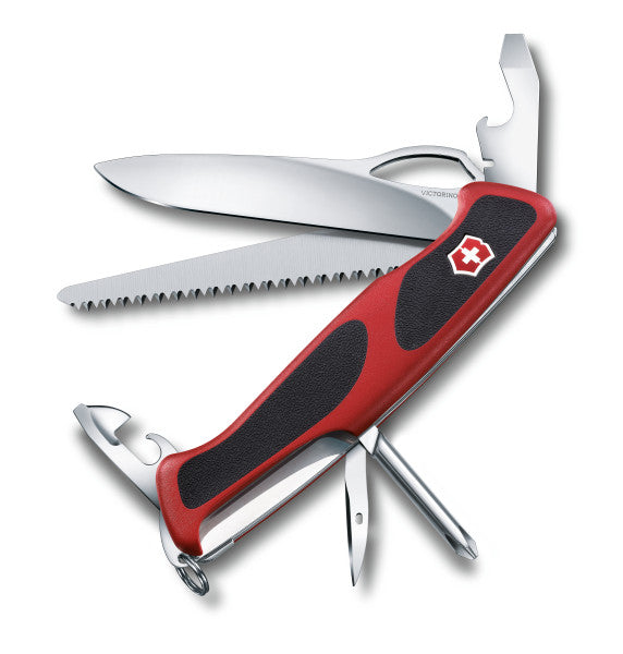 Navaja de bolsillo RangerGrip 78 roja, tamaño 130 mm, 12 funciones, bloqueo de la hoja grande