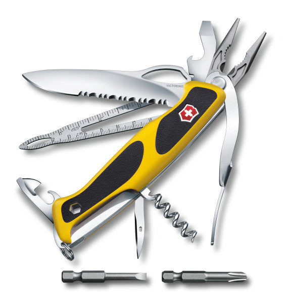 Cuchillo plegable RangerGrip BOATSMAN 130 mm amarillo, 21 funciones, bloqueo de hoja