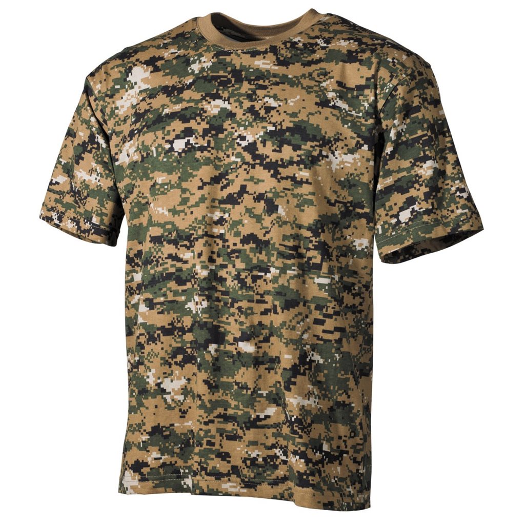 Camiseta US Digital Woodland en 100% algodon, 170 g/m², diseño camuflado