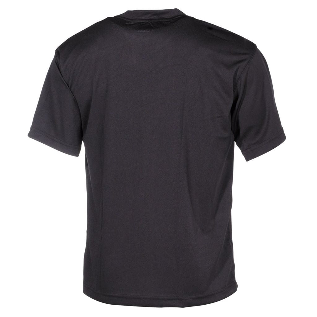 Camiseta táctica negra transpirable de secado rápido, 100% poliester (160 g/m2), manga corta