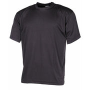 Camiseta táctica negra transpirable de secado rápido, 100% poliester (160 g/m2), manga corta