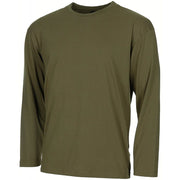 Camiseta verde manga larga 100% algodón, vista frontal