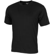 Camiseta negra MFH de manga corta con cuello reforzado, diseño sencillo y unicolor