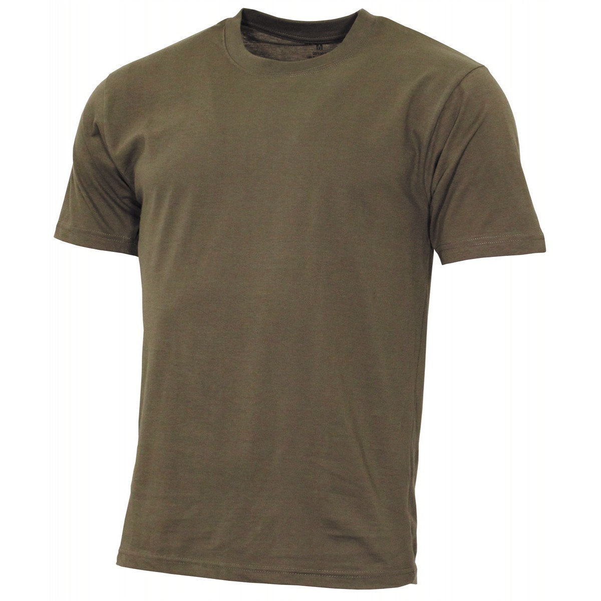 Camiseta verde manga corta Streetstyle MFH con cuello reforzado, color liso