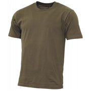 Camiseta verde manga corta Streetstyle MFH con cuello reforzado, color liso