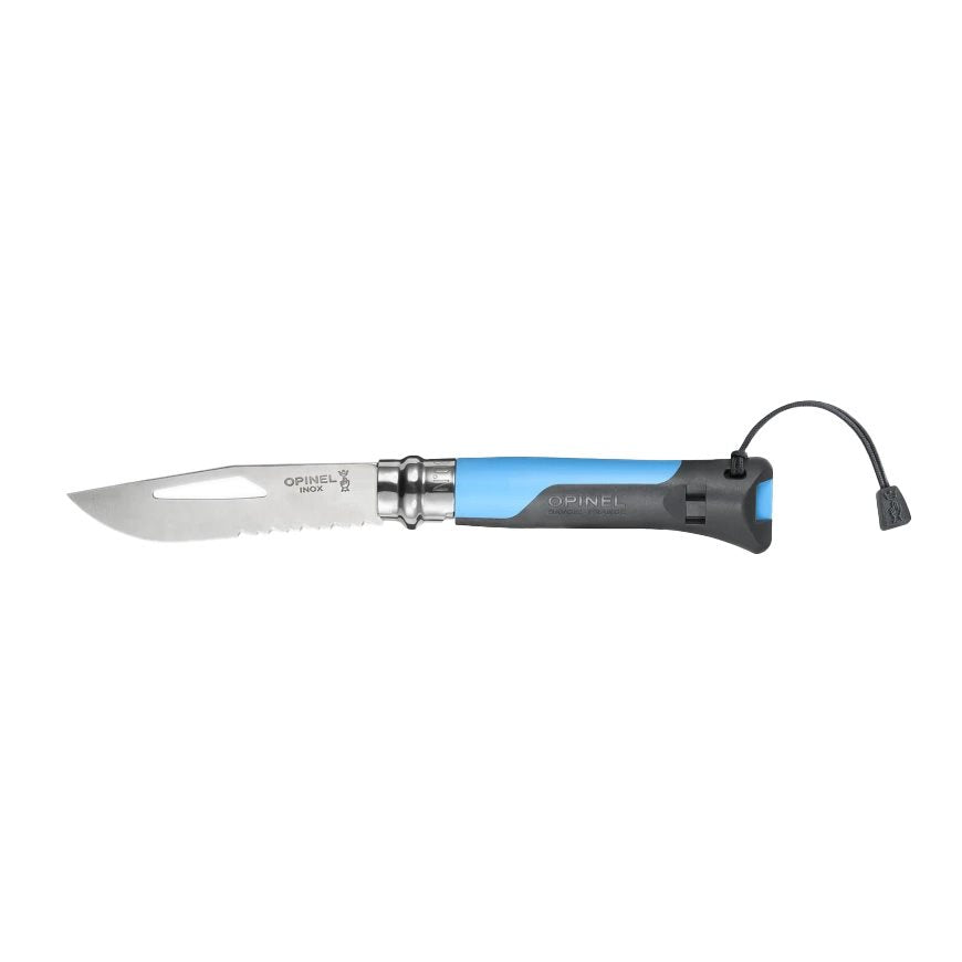 Opinel VR N°08 OUTDOOR INOX azul, cuchillo con filo combinado