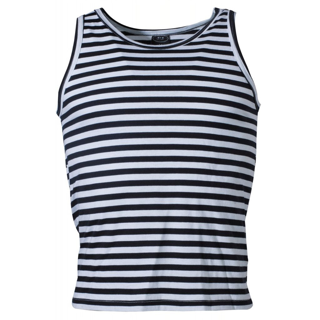 Camiseta de tirantes marinera RUSS. MARINE azul y blanca a rayas, 100% algodón, 160 g/m2