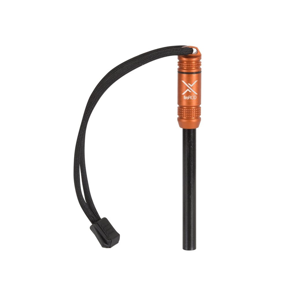 Pedernal EXOTAC fireROD negro, ferrocerio reemplazable con cavidad para yesca