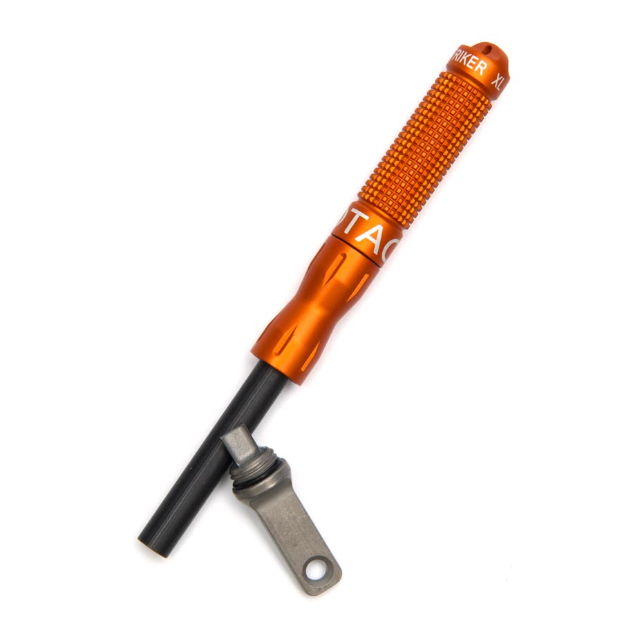 Pedernal EXOTAC nanoSTRIKER XL naranja, aluminio anodizado y raspador de wolframio