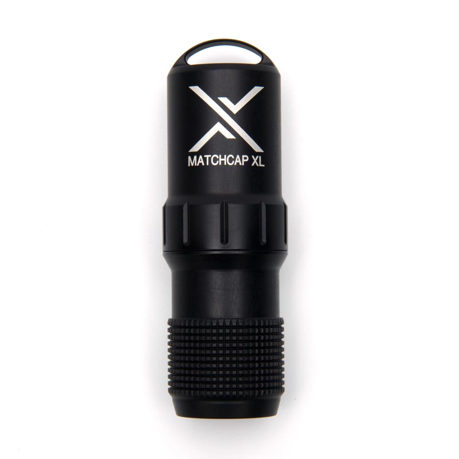 Funda EXOTAC MATCHCAP XL negra para cerillas, aluminio aeronautico resistente con raspadores integrados