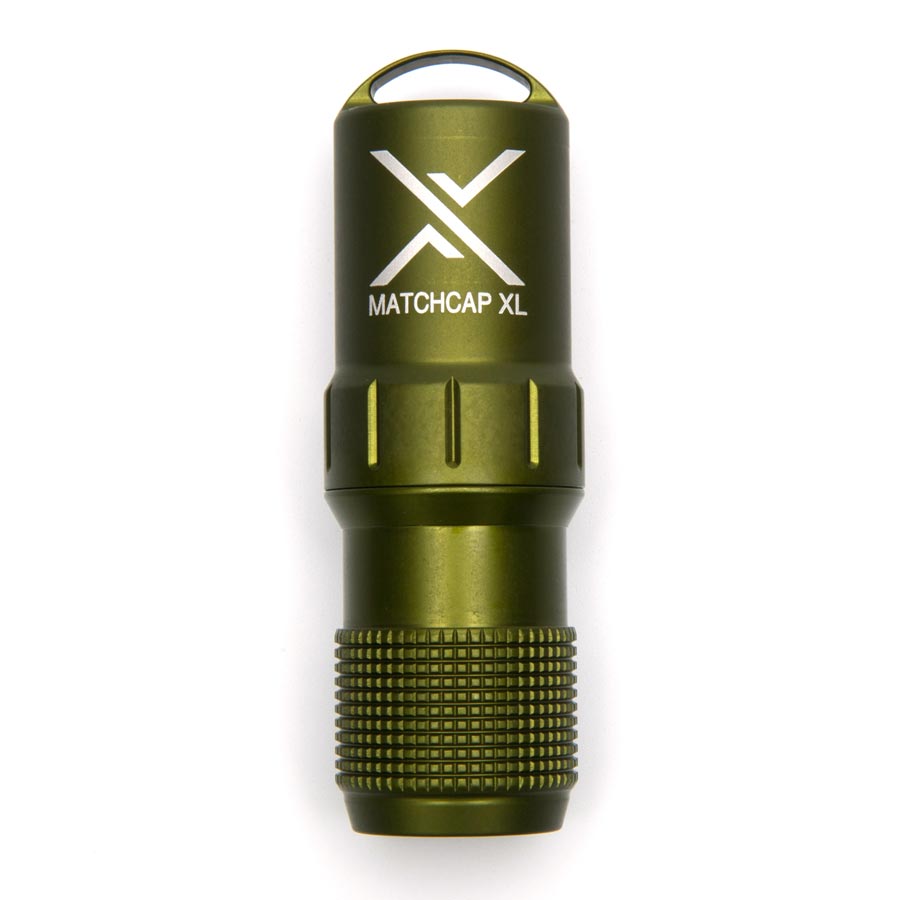 Funda EXOTAC MATCHCAP XL negra para cerillas, aluminio aeronáutico, raspador integrado