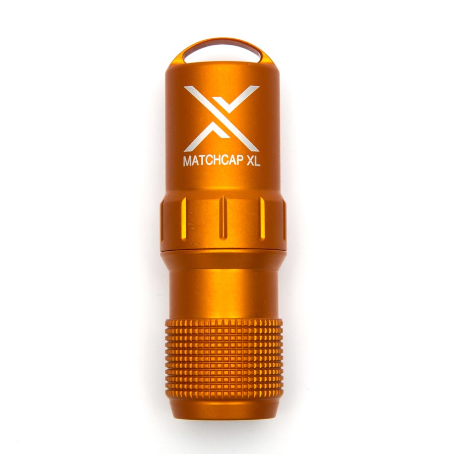 Funda EXOTAC MATCHCAP XL negra para cerillas, aluminio aeronáutico, raspador integrado