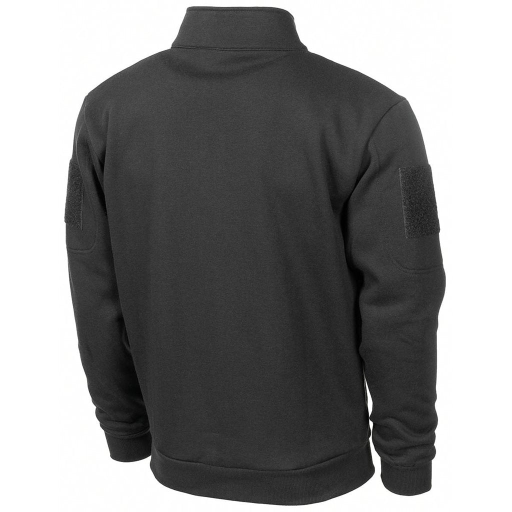 Sudadera táctica negra con cremallera y cuatro bolsillos