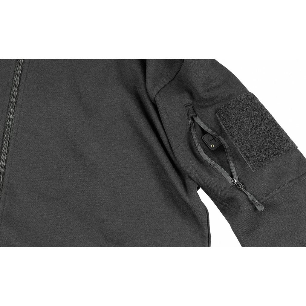 Sudadera táctica negra con cremallera y cuatro bolsillos