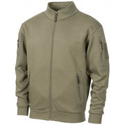 Sudadera táctica verde con cremallera y 4 bolsillos, mezcla algodón/poliéster