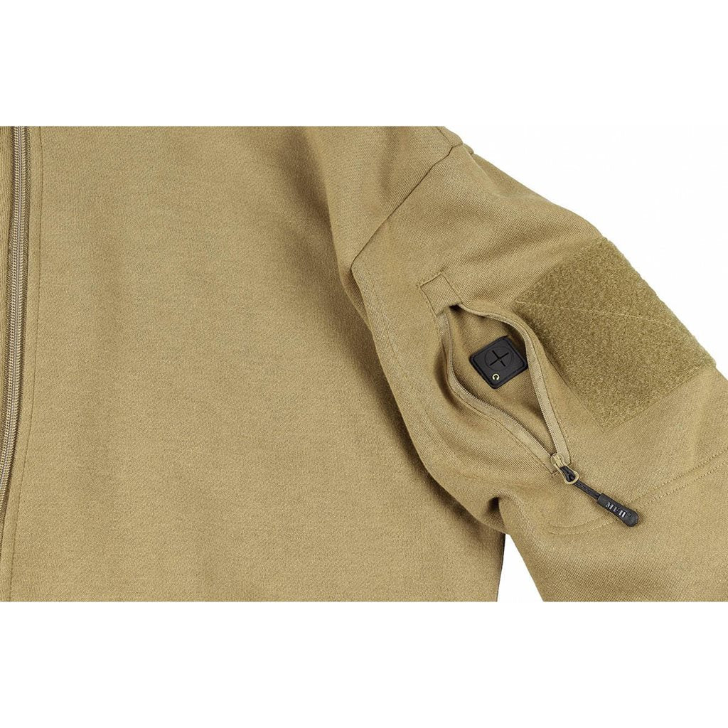 Sudadera táctica con cremallera TACTICAL COYOTE, mezcla algodón/poliéster, 4 bolsillos, paneles VELCRO y cuello alto