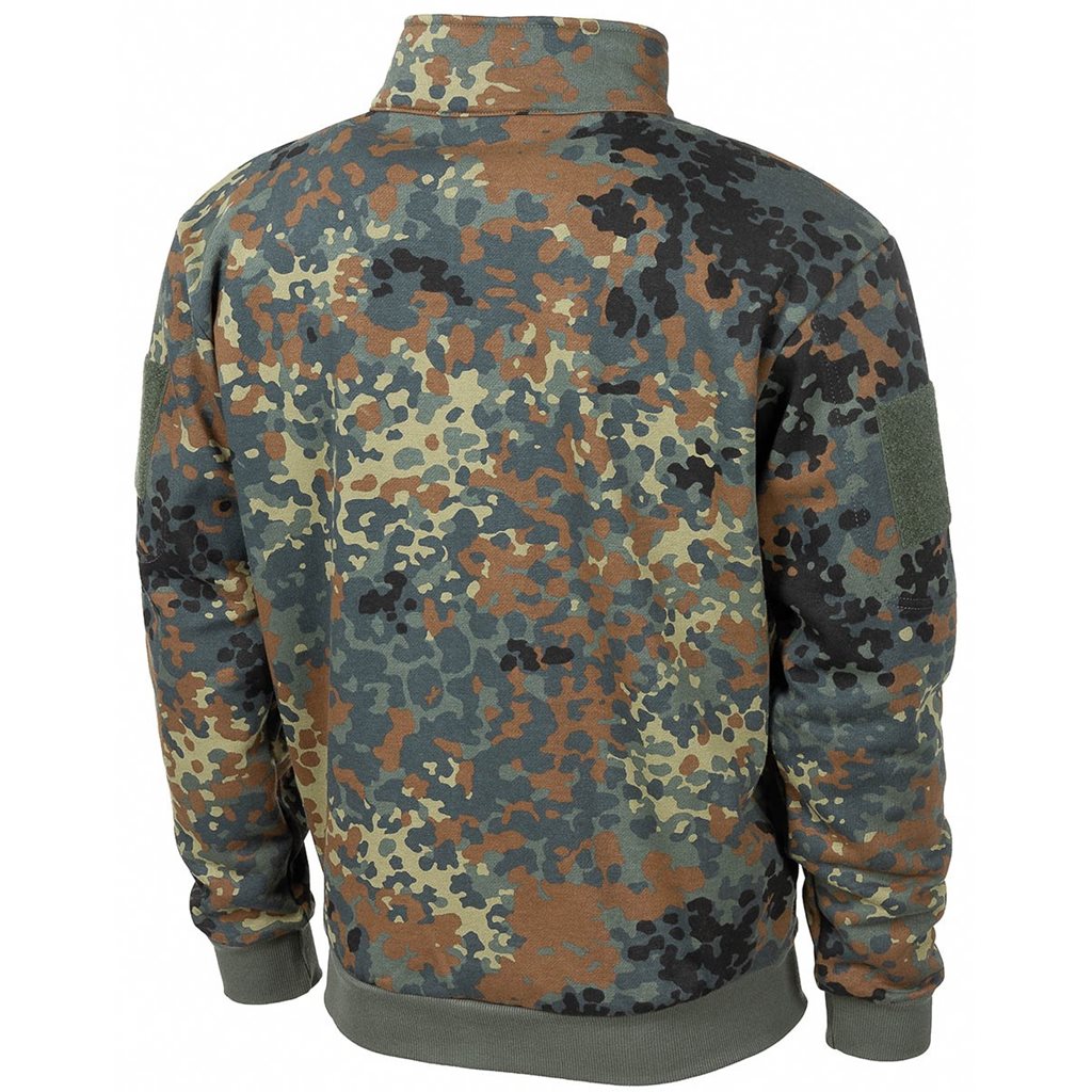 Sudadera táctica Flecktarn con cremallera, cuatro bolsillos y paneles VELCRO