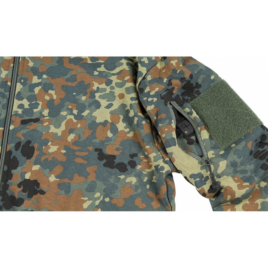 Sudadera táctica Flecktarn con cremallera, cuatro bolsillos y paneles VELCRO