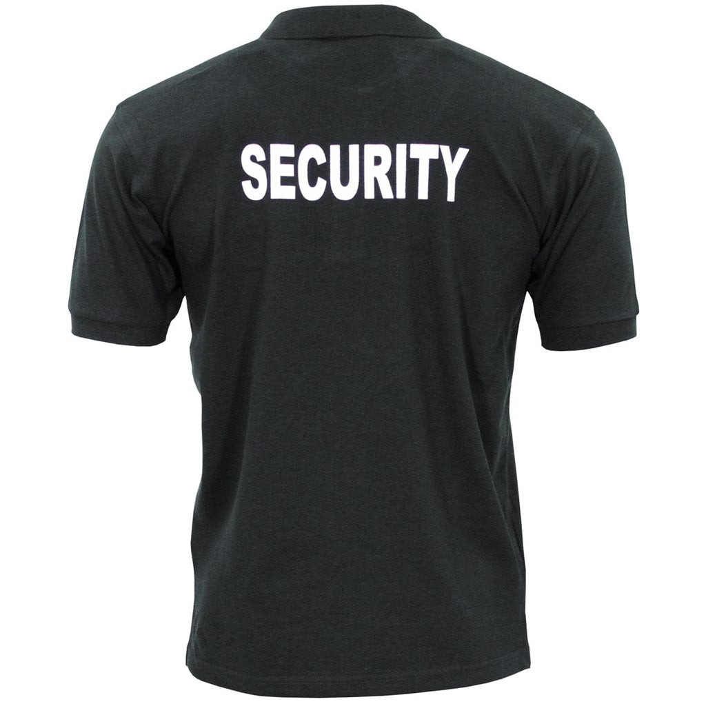 Polo negro con estampado SECURITY en la espalda, 60% algodon 40% poliester