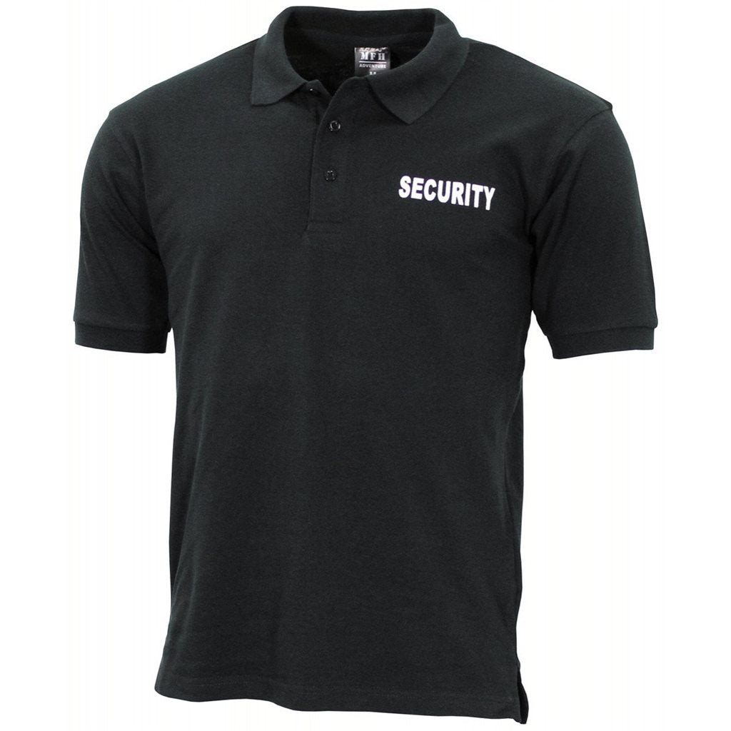 Polo negro con estampado SECURITY en la espalda, 60% algodon 40% poliester
