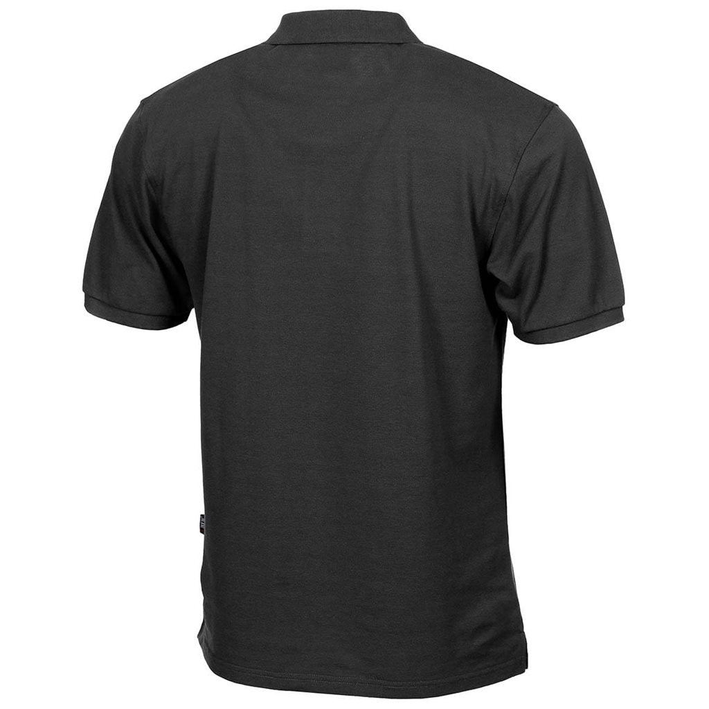 Polo negro con tapeta de botones para hombre, vista frontal