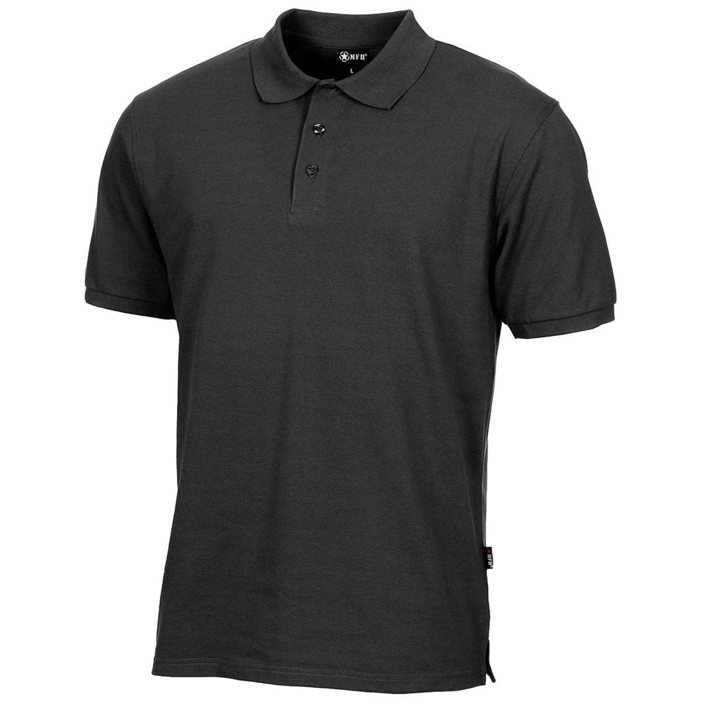 Polo negro con tapeta de botones para hombre, vista frontal