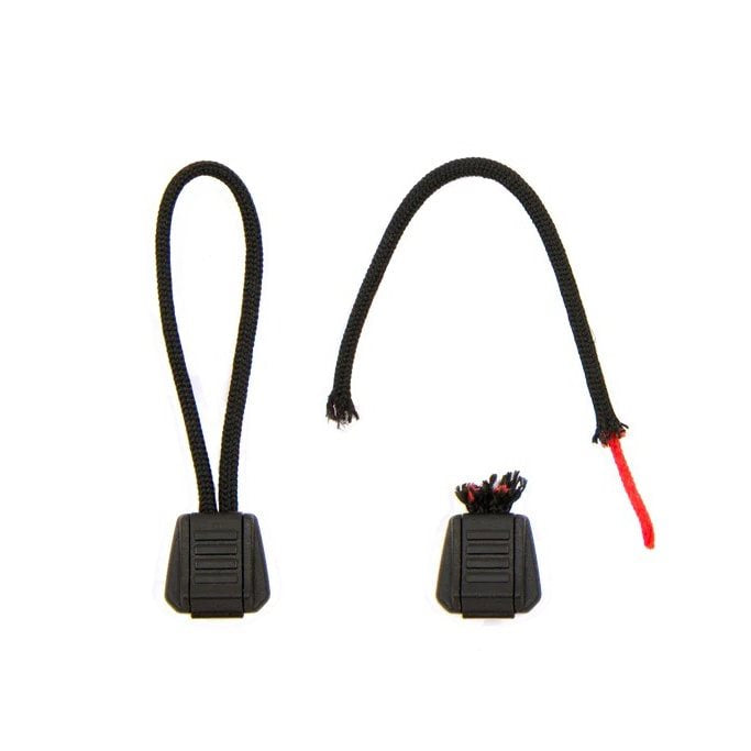 Pack 5 tiradores de cremallera tinderZIP negros con cordón inflamable y funda impermeable