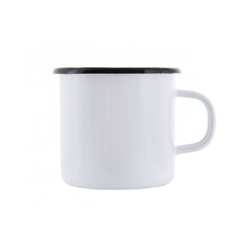 Taza esmaltada blanca 250 ml, diámetro 7 cm, con asa