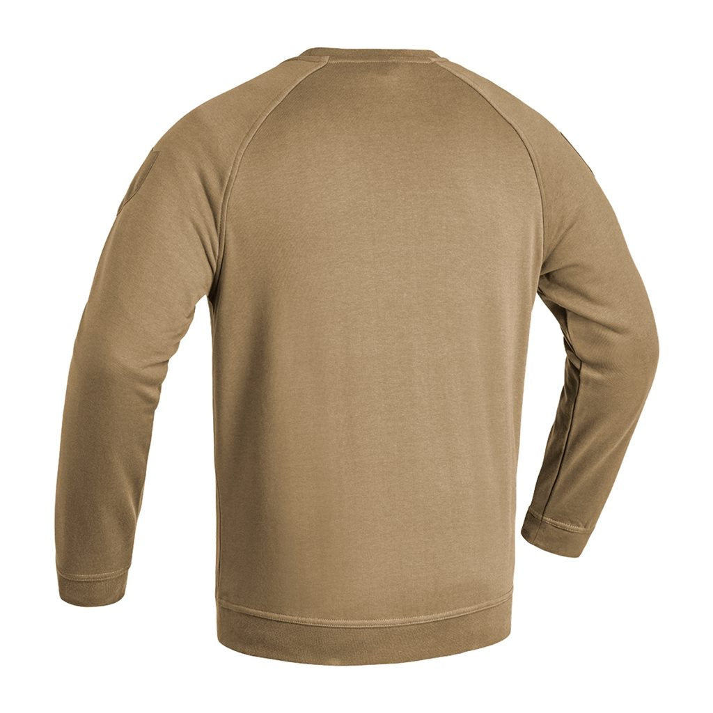 Sudadera STRONG GEN 2 TAN sin capucha vista frontal con paneles de velcro para parches