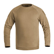 Sudadera STRONG GEN 2 TAN sin capucha vista frontal con paneles de velcro para parches