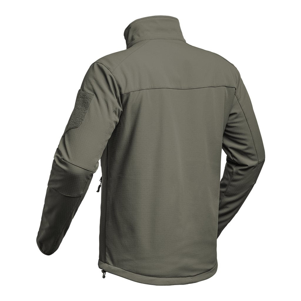 Chaqueta softshell FIGHTER verde con membrana impermeable X-PERF (3000 mm), corte ergonómico y resistencia al viento