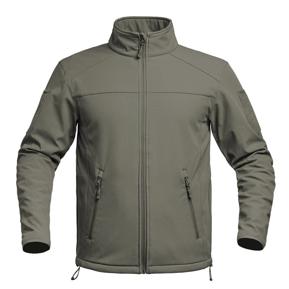 Chaqueta softshell FIGHTER verde con membrana impermeable X-PERF (3000 mm), corte ergonómico y resistencia al viento