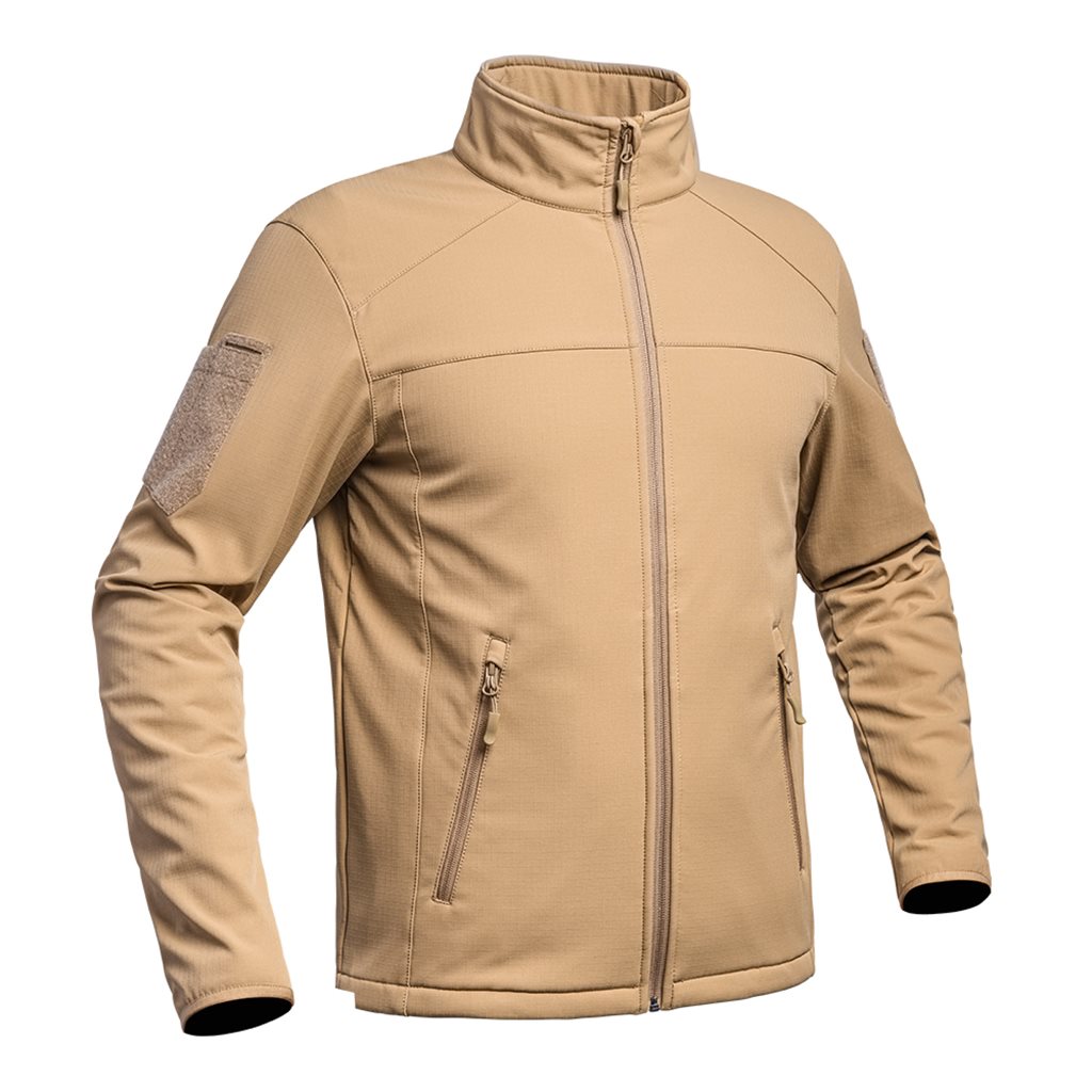 Chaqueta softshell FIGHTER color tan con membrana impermeable X-PERF 3000 mm