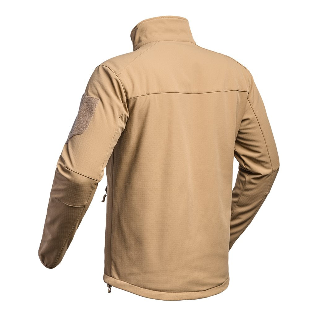 Chaqueta softshell FIGHTER color tan con membrana impermeable X-PERF 3000 mm