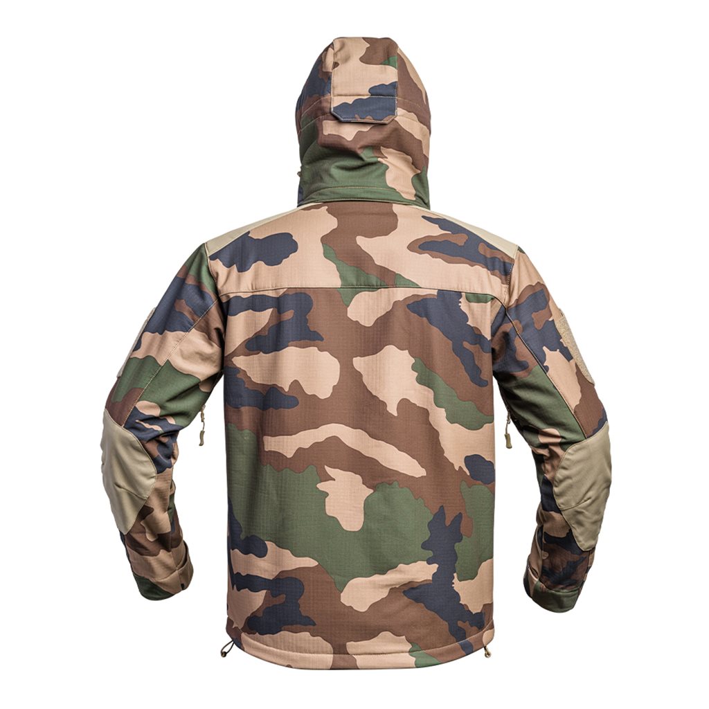 Bunda FIGHTER V2 softshell con capucha, membrana X-PERF 3000 mm, camuflaje CCE TARN
