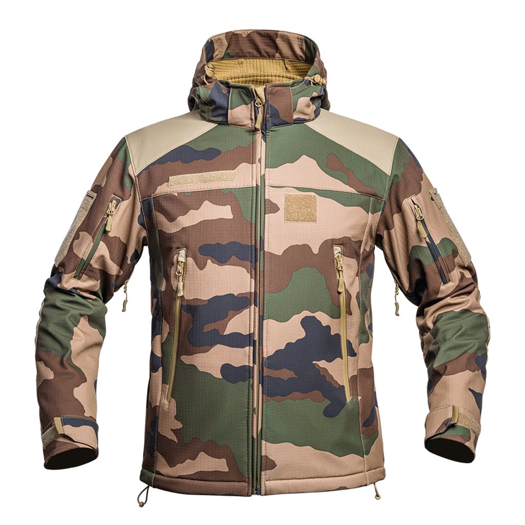 Bunda FIGHTER V2 softshell con capucha, membrana X-PERF 3000 mm, camuflaje CCE TARN