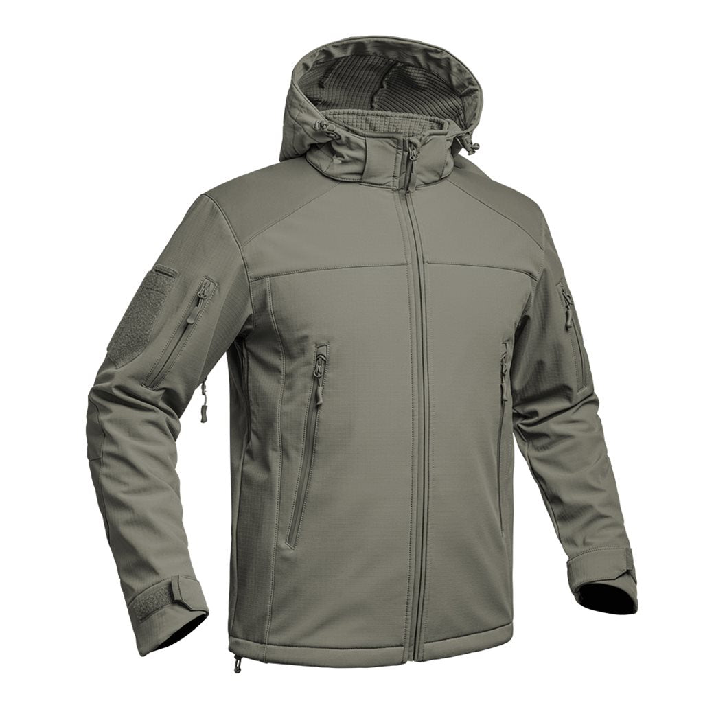 Chaqueta softshell Bunda FIGHTER V2 verde con capucha, corte cómodo y membrana impermeable X-PERF 3000 mm