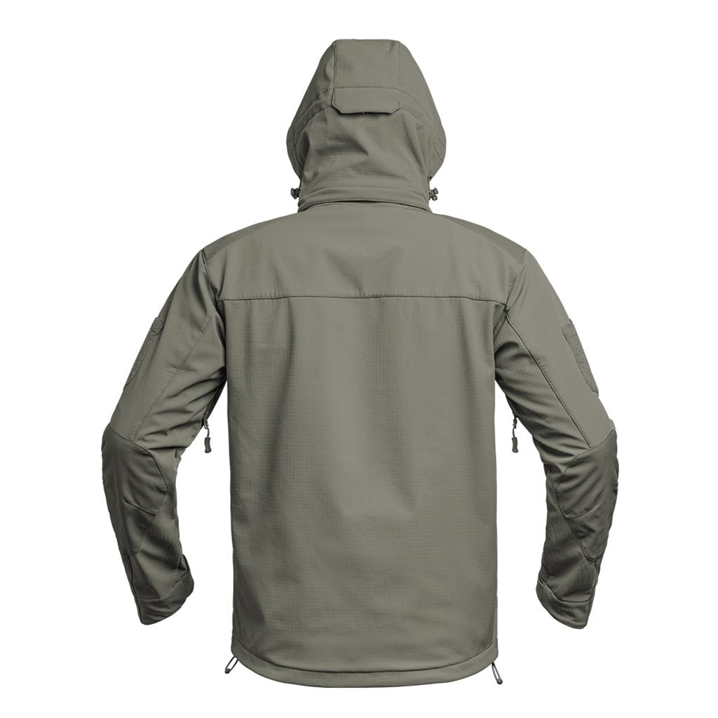 Chaqueta softshell Bunda FIGHTER V2 verde con capucha, corte cómodo y membrana impermeable X-PERF 3000 mm